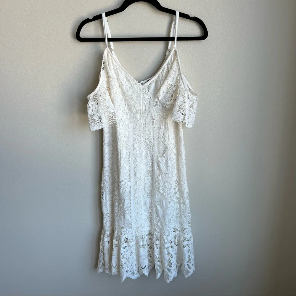 Plenty By Tracy Reese White Lace Off the Shoulder Mini Dress, Size 4 - Picture 4 of 7